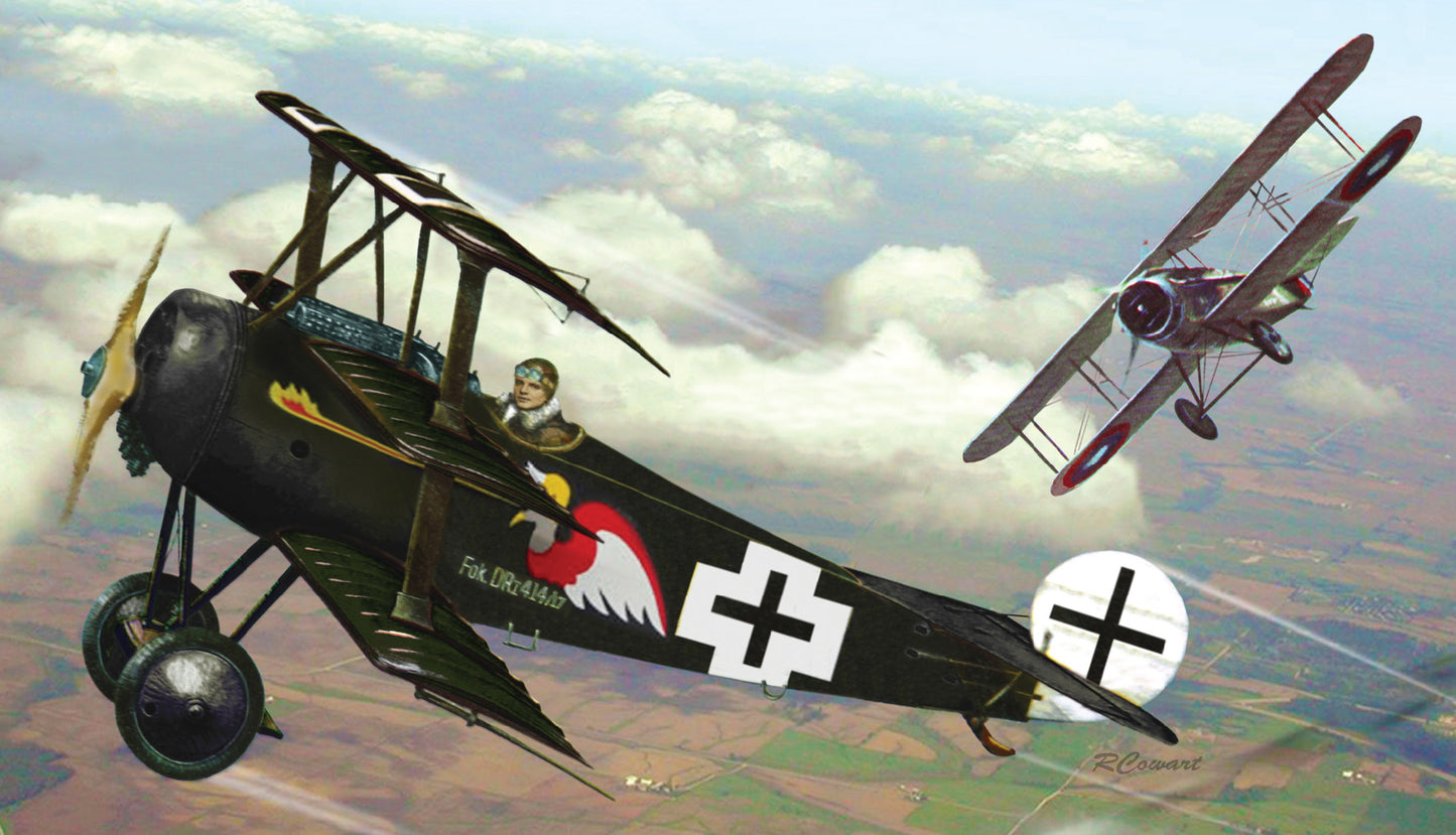 1:48 Fokker DR.1 Death Angel with Trading Card (Piloted by German Ave Ltn. Josef Jacobs)