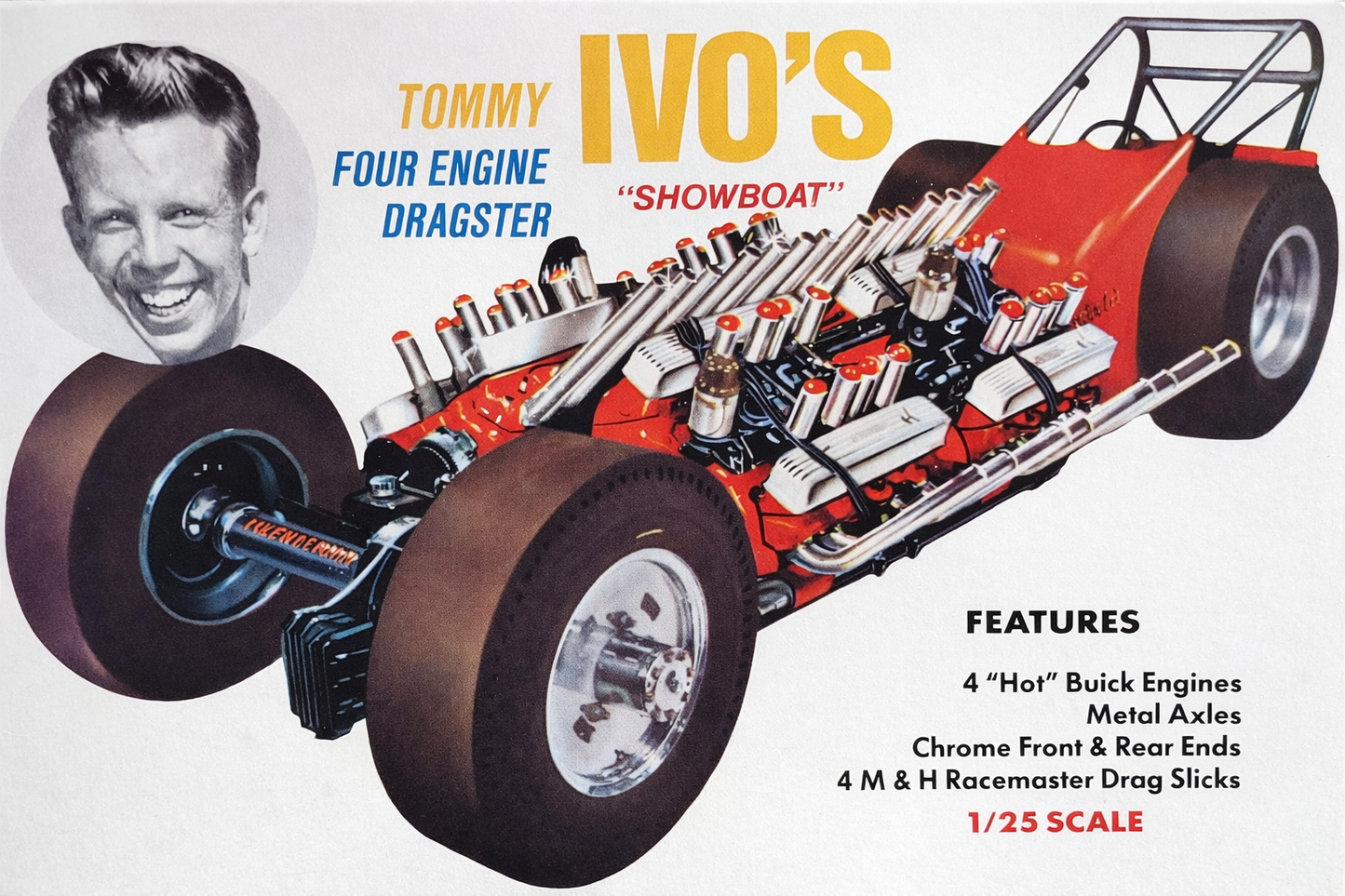PREORDER 1:25 Tommy Ivo's Showboat Four Engine Dragster with 4 Buick 454 Nailhead Engines